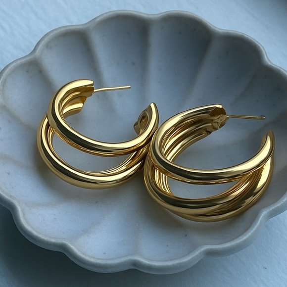 Chunky Gold Hoop Earrings | Bold Statement Hoops (Gold or Silver) - Picture 4 of 16